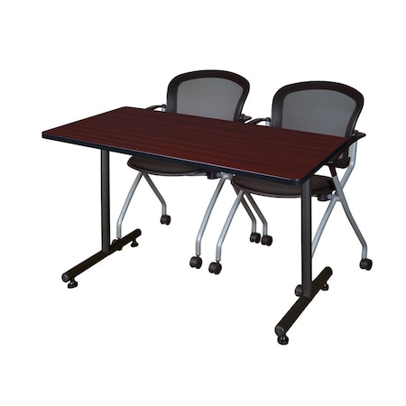 Kobe Rectangle Tables > Training Tables > Kobe Training Table & Chair Sets, 48 W, 30 L, 29 H, Mahogany MKTRCT4830MH23BK
